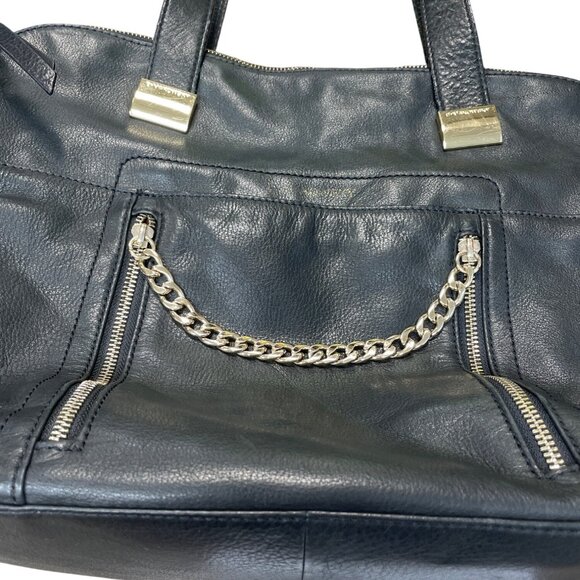 B. Makowsky Womans Black Leather Gold Ware Shoulder Handbag SKU 9423 - Picture 5 of 16